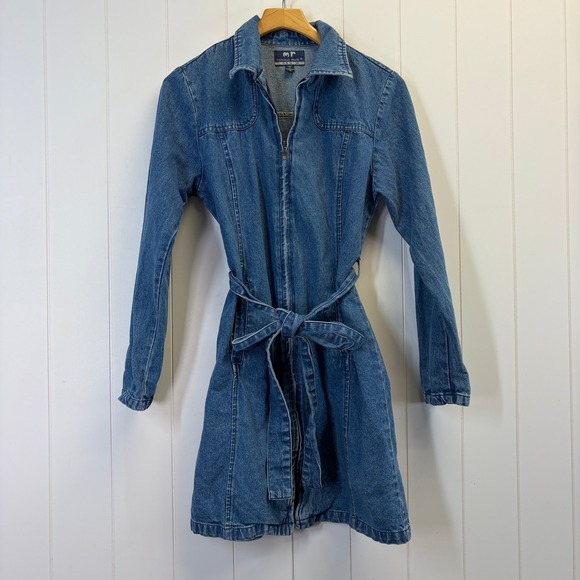 Marcelle Renee Denim Dresses & Skirts - Vintage Marcelle Renee Y2K Denim Front Zip Mini Dress Women Size M Western Chic